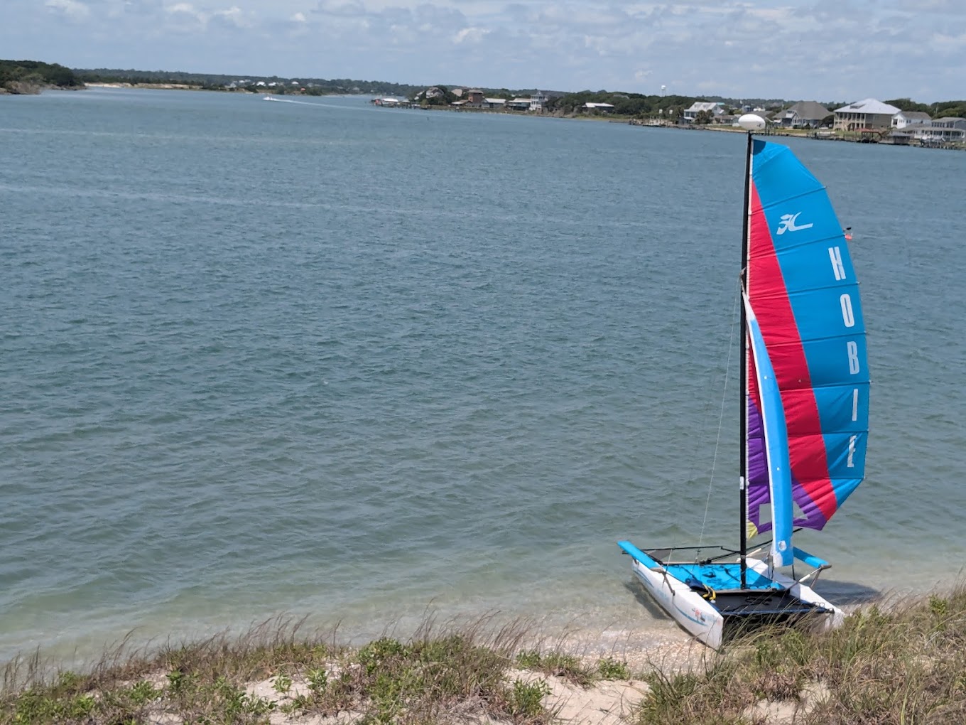Hobie Cat rigged and ready at the beach in Emerald Isle